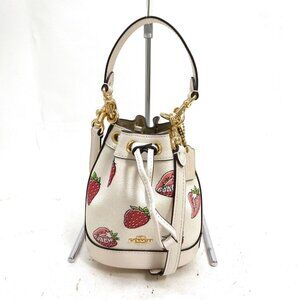Authentic COACH Shoulder Bag White PVC mn192-121725